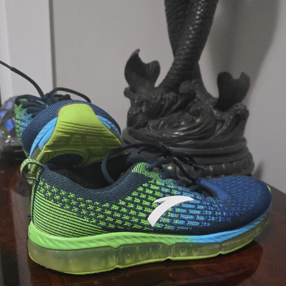 Blue and Green Athletic Shoes